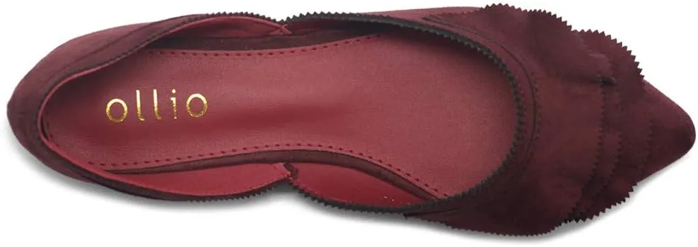 Ollio Women's Shoes Faux Suede Slip On Scallped Collar Pointed Toe Ballet Flats