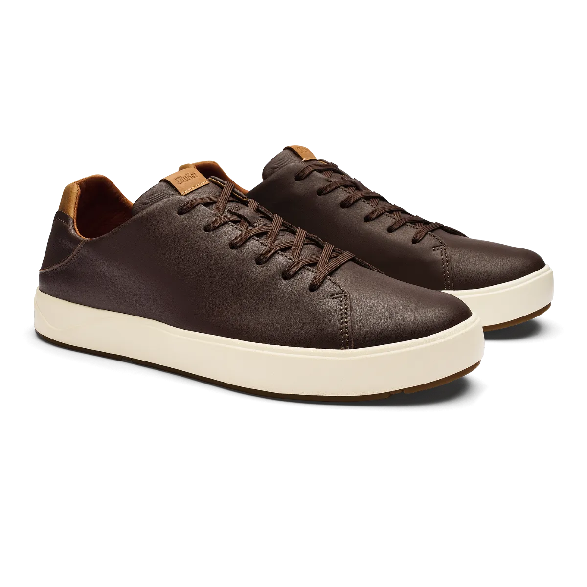 Olukai Dark Java Lae'ahi Li'Ili Men's Waterproof Leather Sneakers 10455-4848