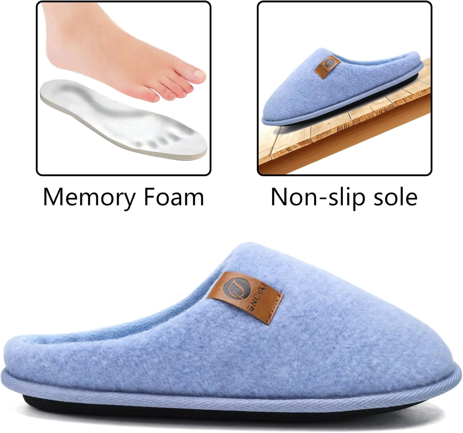 ONCAI Mens Cozy Memory Foam Scuff Slippers Slip On Warm House Shoes Indoor/Outdoor with Best Arch Support