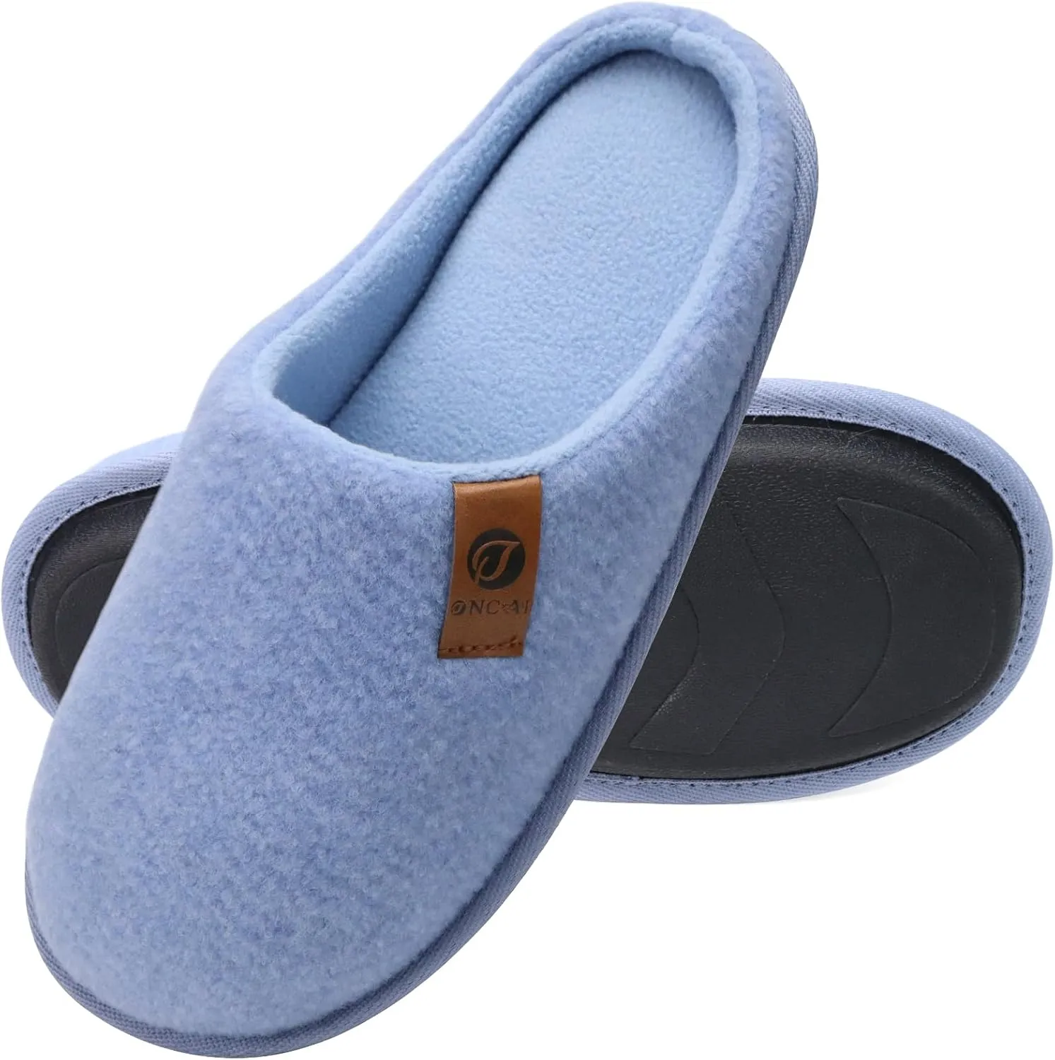 ONCAI Mens Cozy Memory Foam Scuff Slippers Slip On Warm House Shoes Indoor/Outdoor with Best Arch Support