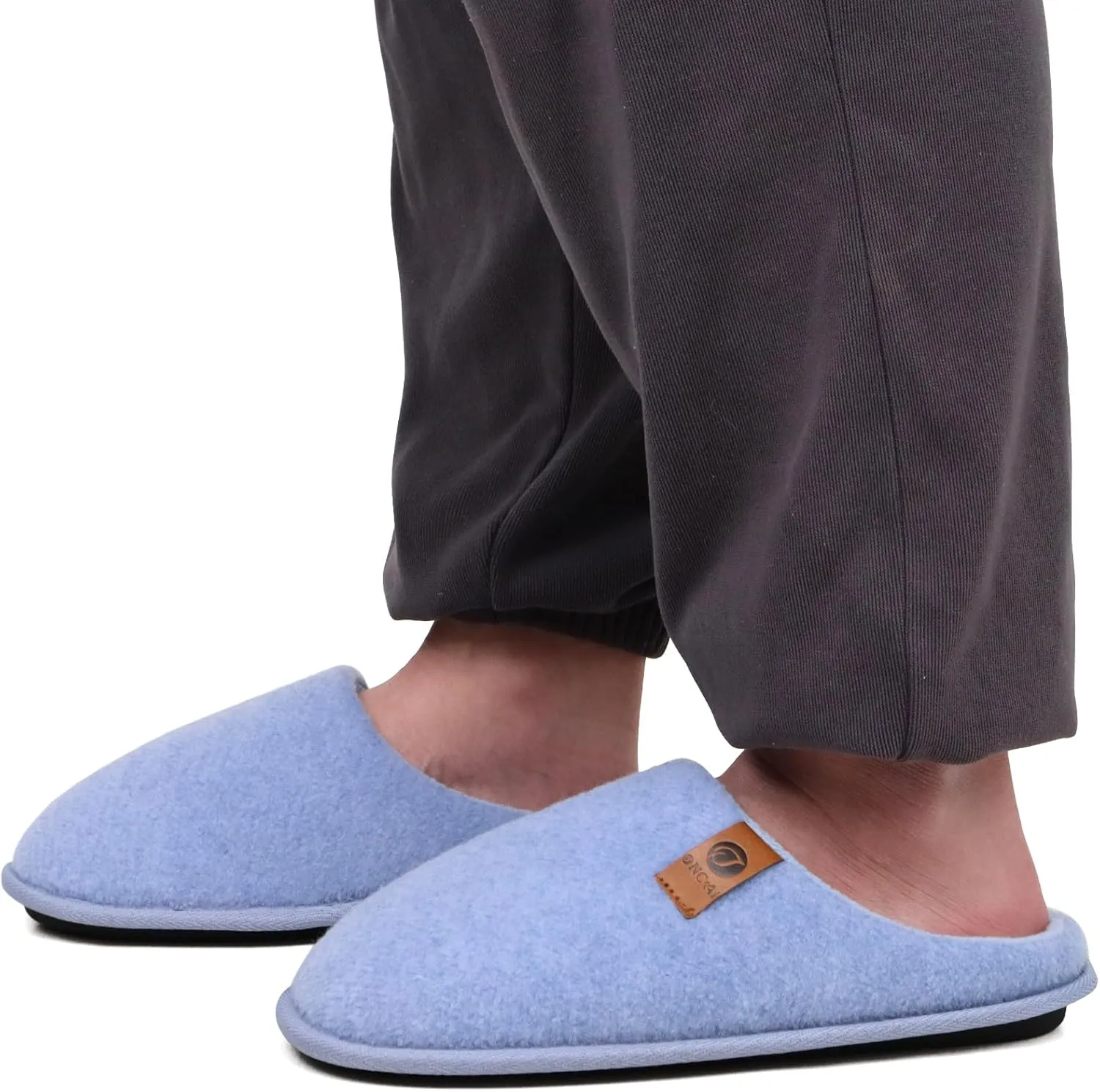 ONCAI Mens Cozy Memory Foam Scuff Slippers Slip On Warm House Shoes Indoor/Outdoor with Best Arch Support