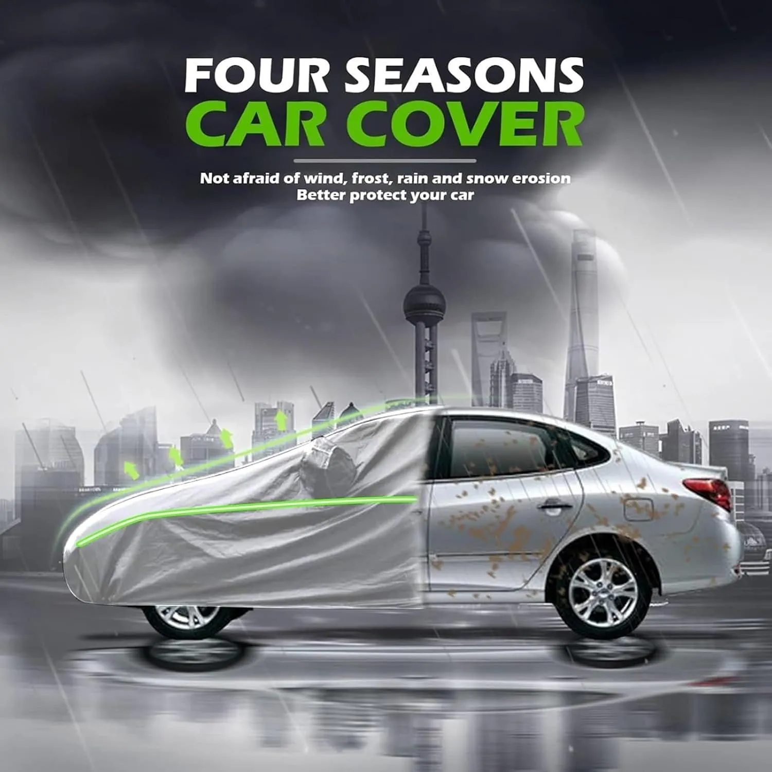 Outdoor Car Cover Compatible with Chevrolet Le Baron Saloon 1989-1994 Waterproof All Weather Breathable Large Car Cover,with Zipper,Custom Full Car Covers,Suitable for All Seasons(14)