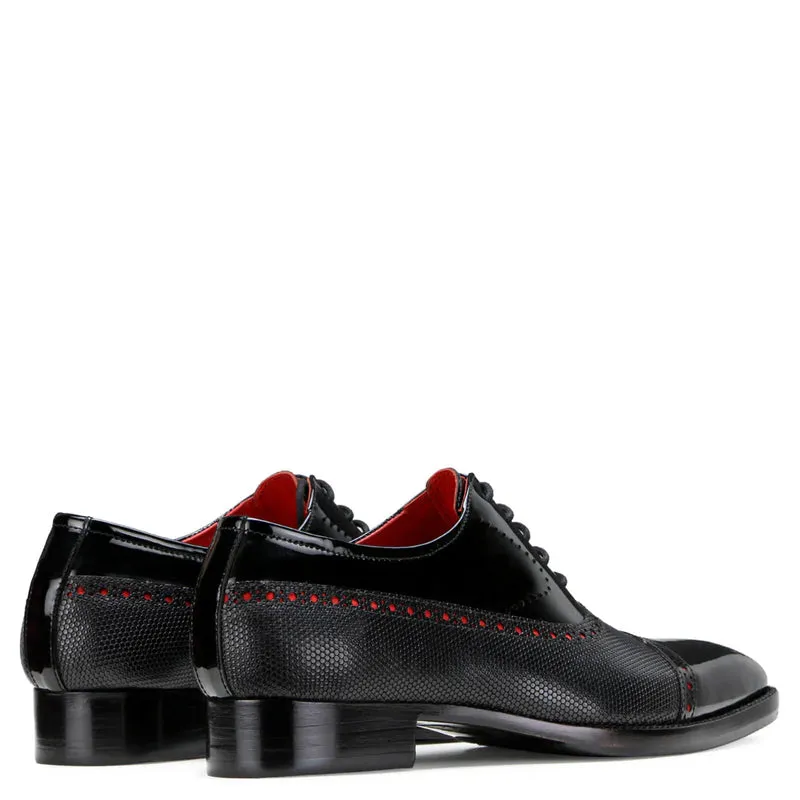 Patent Handmade Dotted Accents Cobalt Oxford Shoes