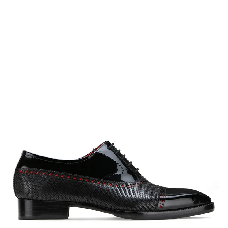 Patent Handmade Dotted Accents Cobalt Oxford Shoes