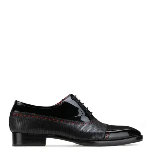 Patent Handmade Dotted Accents Cobalt Oxford Shoes