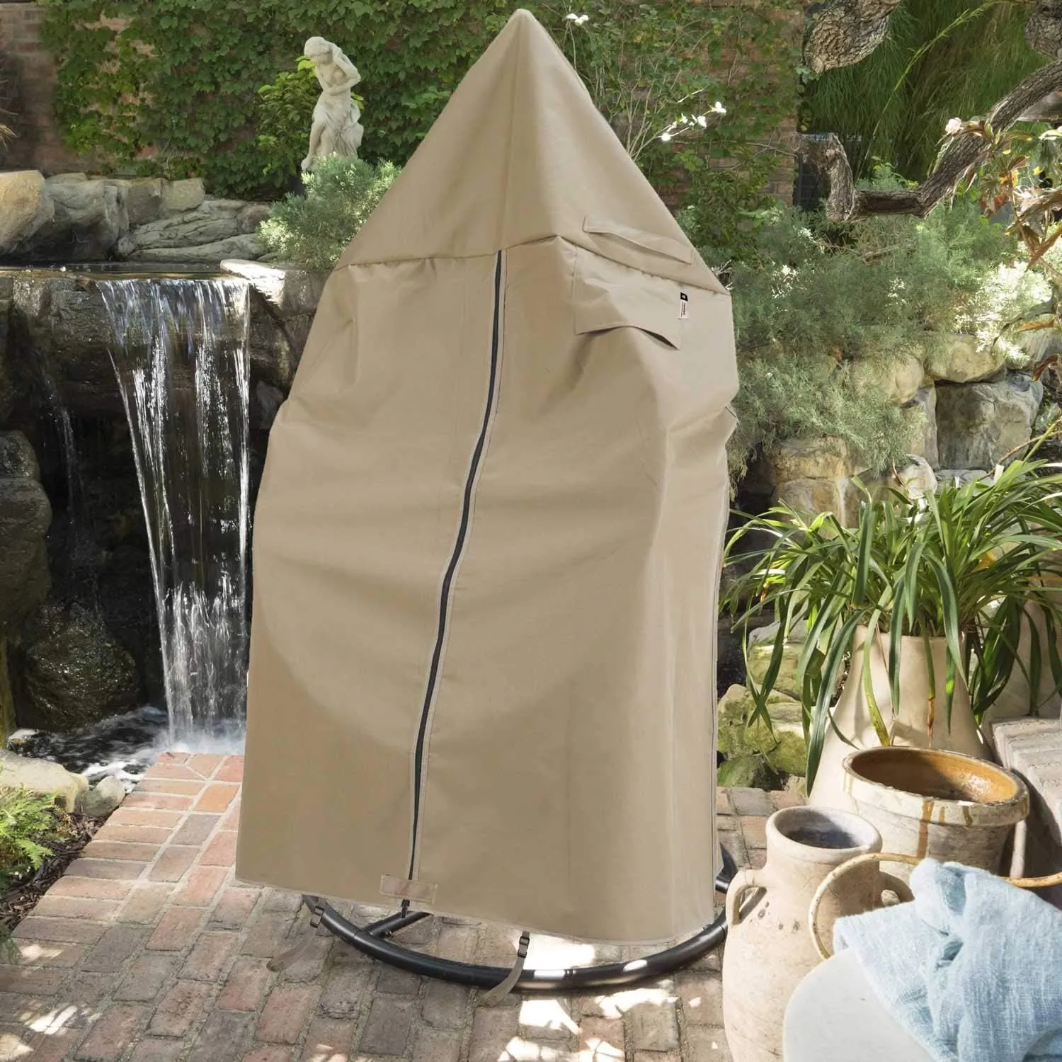 Patio Hanging Chair Cover with Adjustable X-Lock System and Zipper, Easy On Easy Off, Heavy Duty 100% Waterproof 600D Oxford Swing Egg Chair Winter Cover