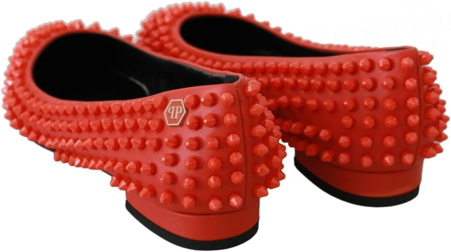 Philipp Plein Vibrant Orange Pointed Leather Women's Flats