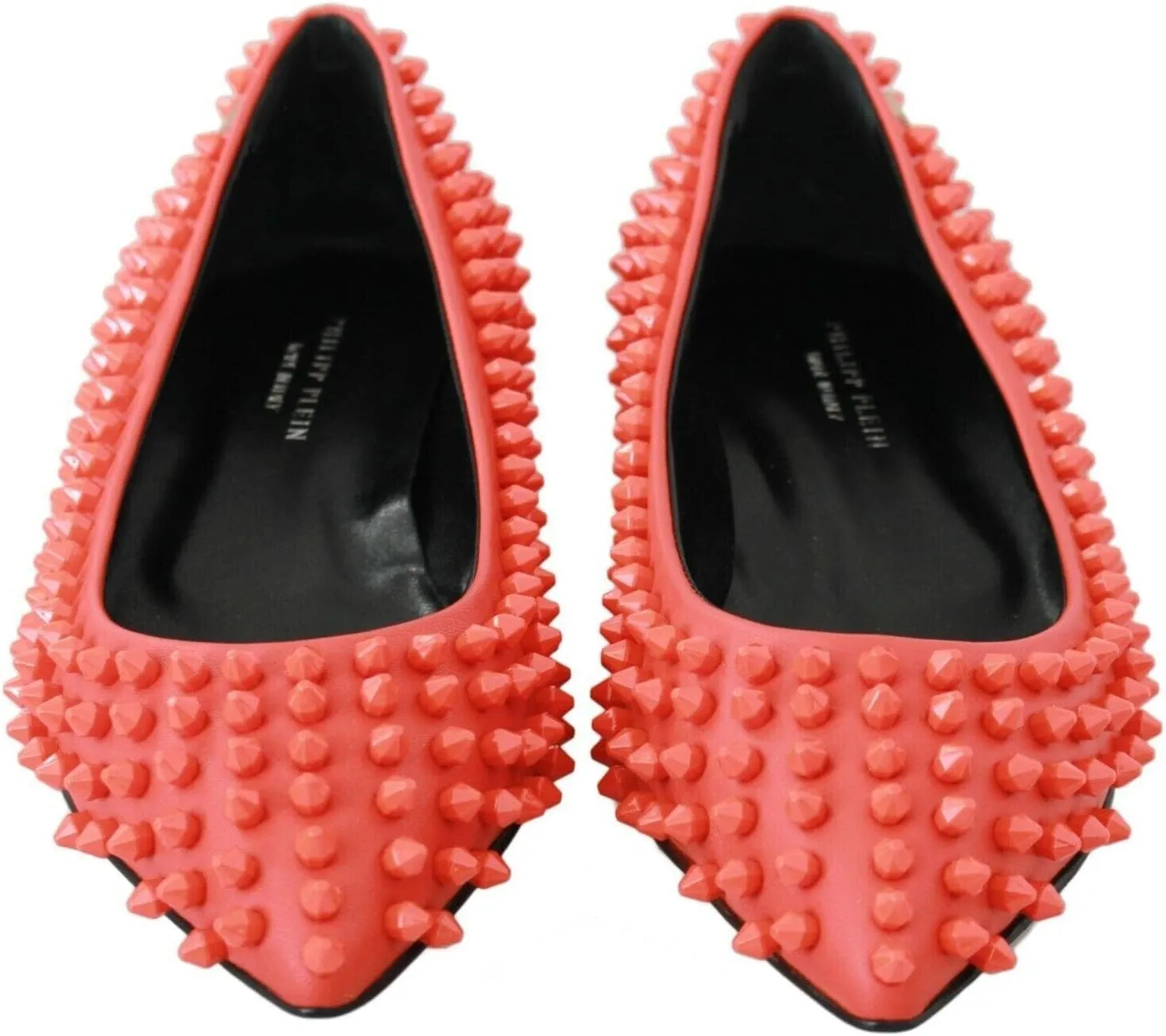 Philipp Plein Vibrant Orange Pointed Leather Women's Flats