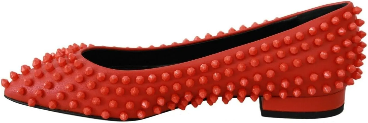 Philipp Plein Vibrant Orange Pointed Leather Women's Flats