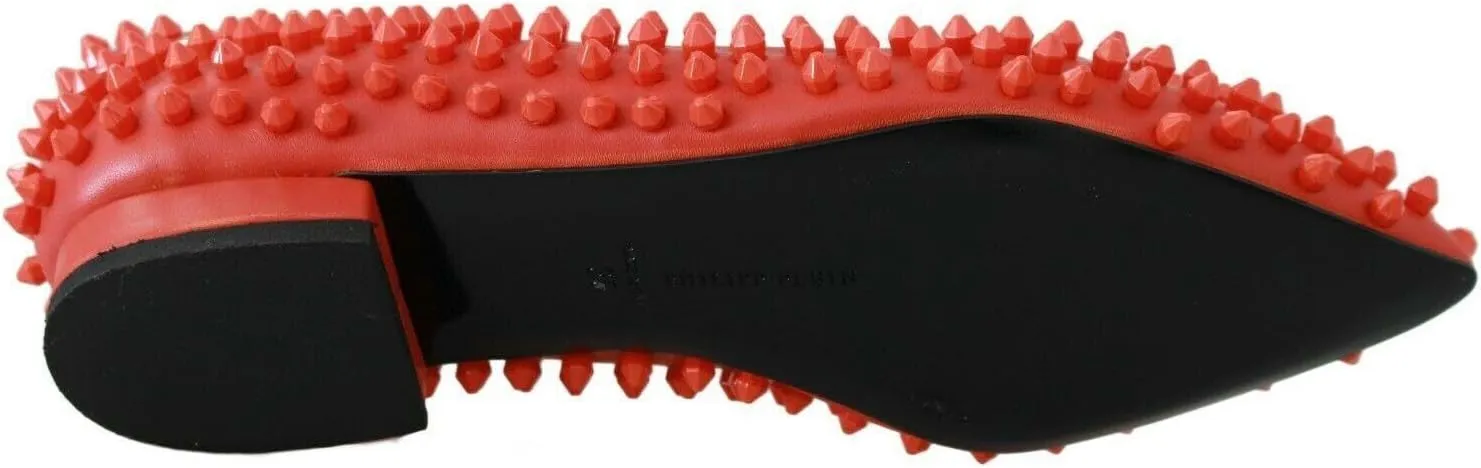 Philipp Plein Vibrant Orange Pointed Leather Women's Flats