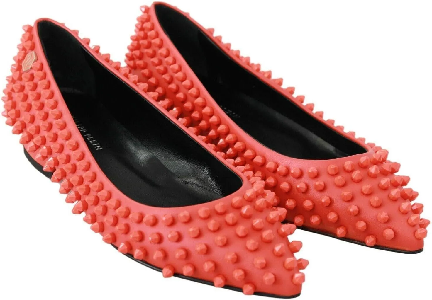 Philipp Plein Vibrant Orange Pointed Leather Women's Flats