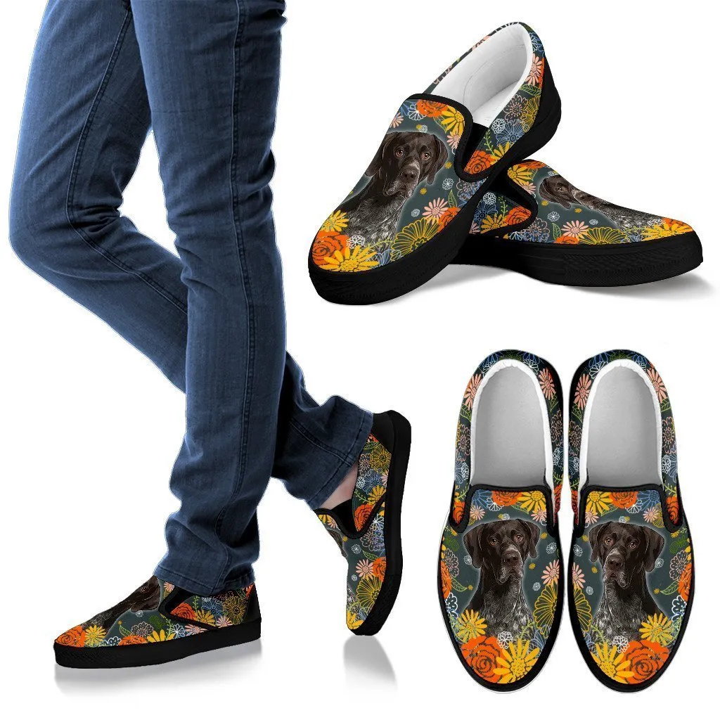 Pointer Dog Floral Slips Ons Shoes For Dog Mom