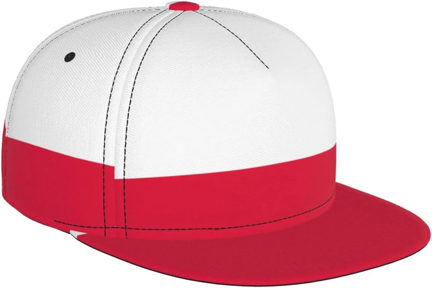 Polish Flag Outdoor Sports Baseball Cap, Daily Sports Adjustable Fashionable Flat Brim hat, Unisex Four-Season Outdoor Sports Cap, Black