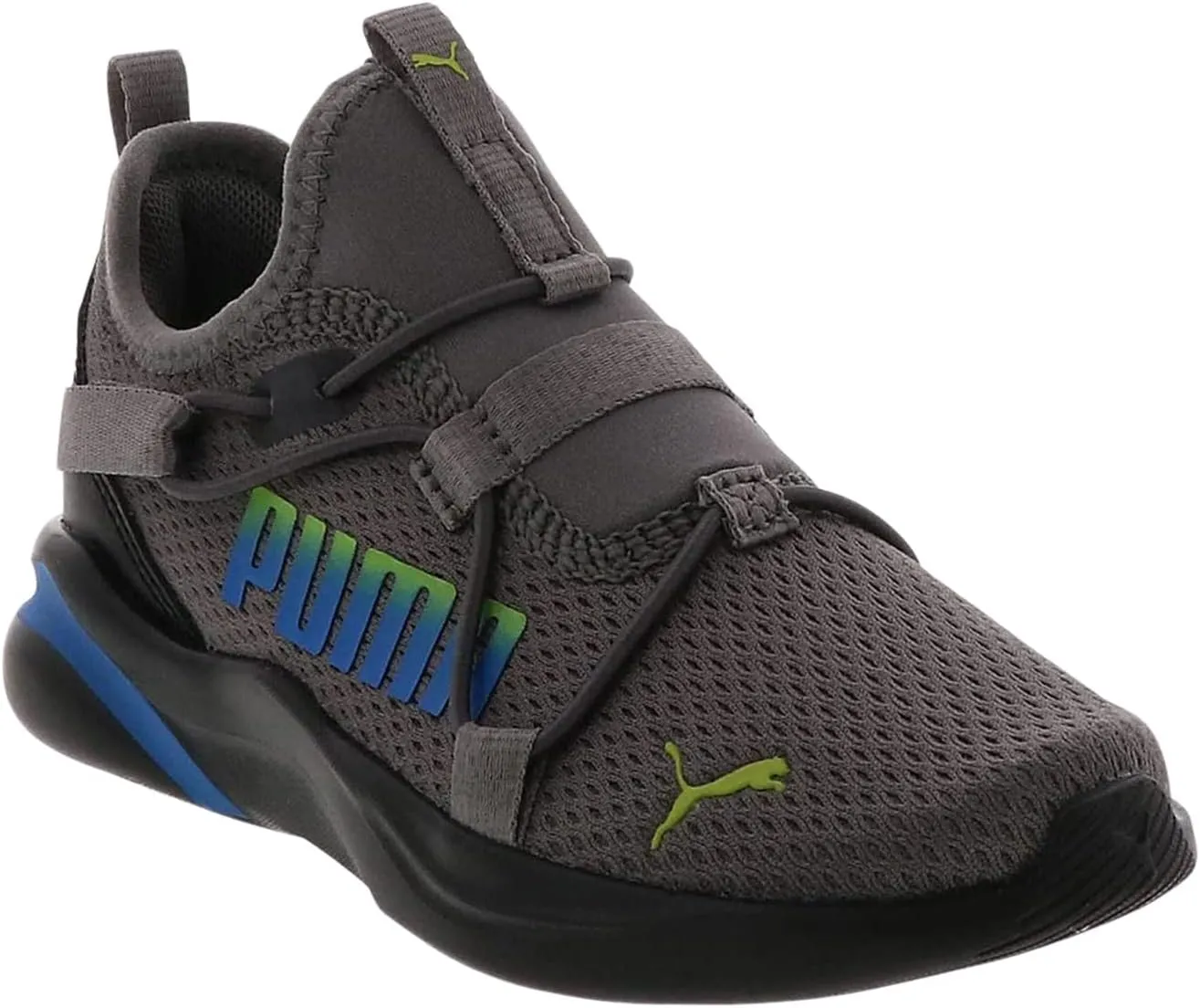 PUMA Rift Slip-On Fade Logo (Little Kid/Big Kid) Castlerock/Limepunch 3.5 Big Kid M