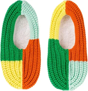 Quattro Knit Slippers - Women's 8-10 - Fleece-lined - Non-slip - Flame Jade