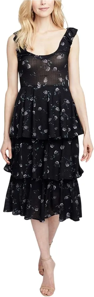 Rachel Roy Womens Tiered Ruffled Dress, Blue, Small
