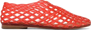 Red Jelly Mesh Ballet Flats for Women Adult Clear Hollow Jelly Sandals Beach Ballerina Jellies Shoes