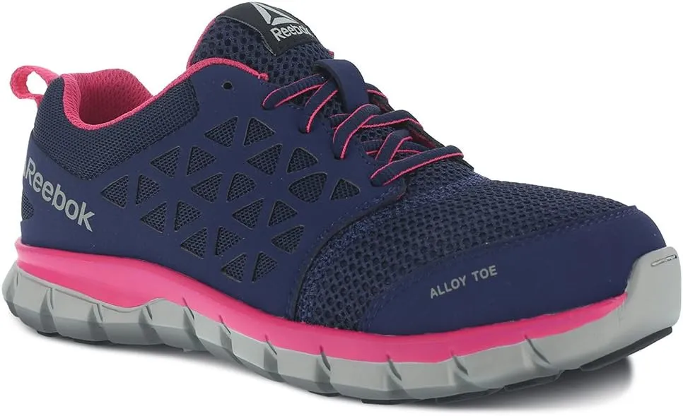 Reebok Work Women's RB044 Sublite Cushion Athletic Work Shoe Blue and Grey Alloy Toe Safety