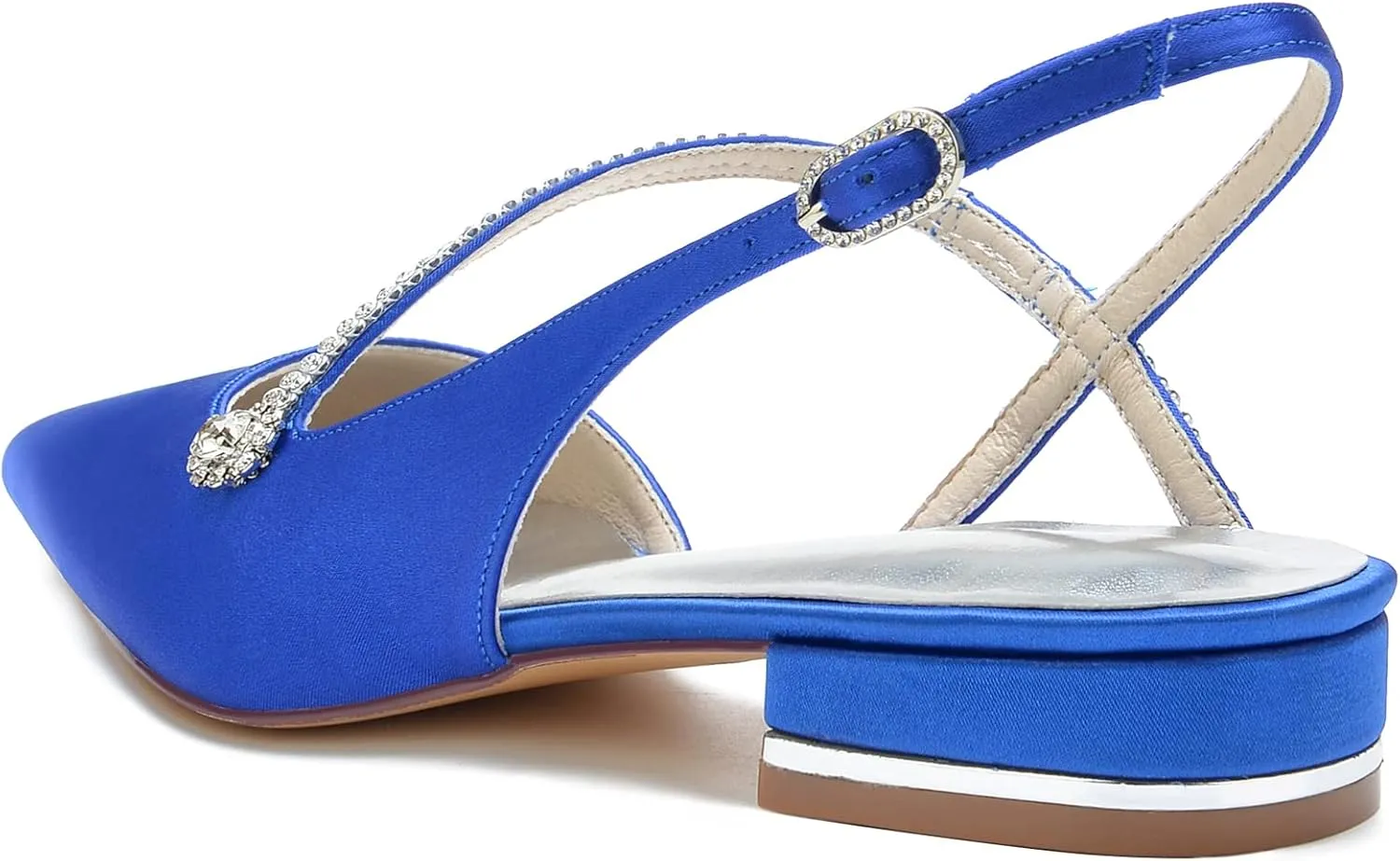 Rhinestones Wedding Shoes for Bride Flats Pointed Toe Ballet Flats Women Slingback Flats