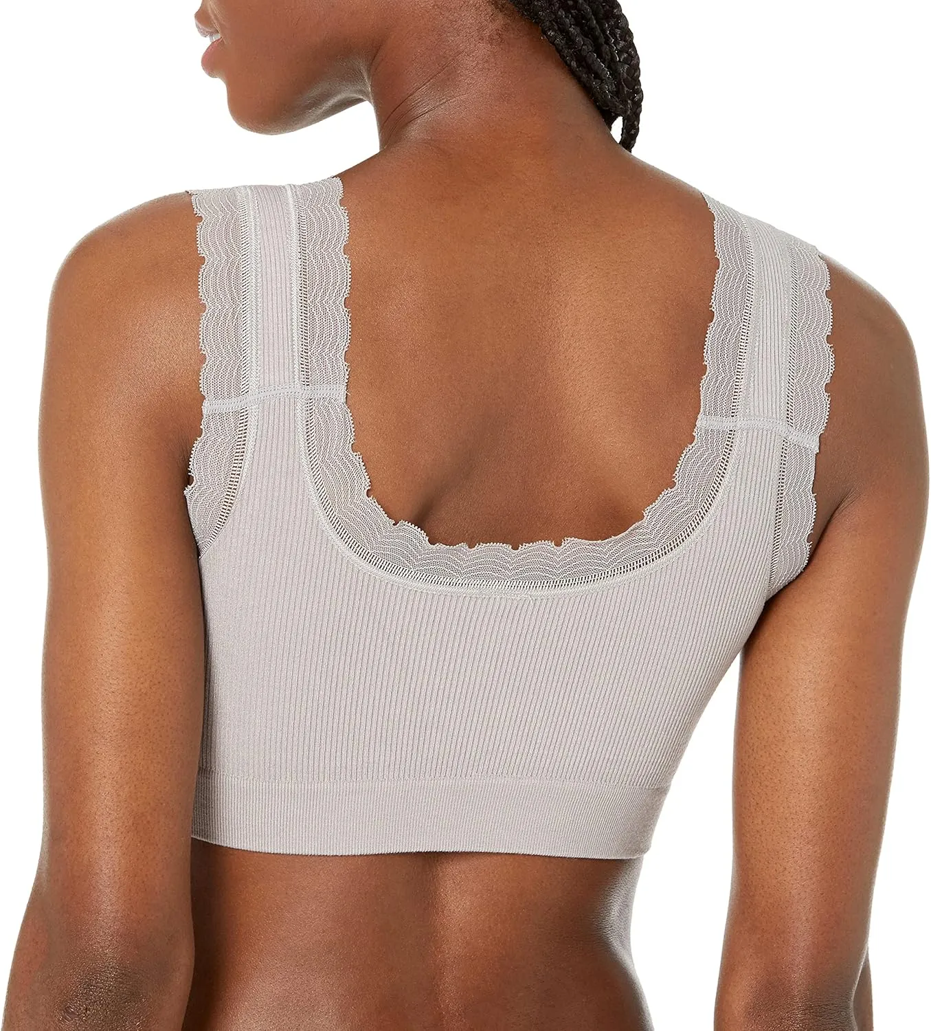 Rhonda Shear Women's Ribbed Leisure Bra with Lace Detail