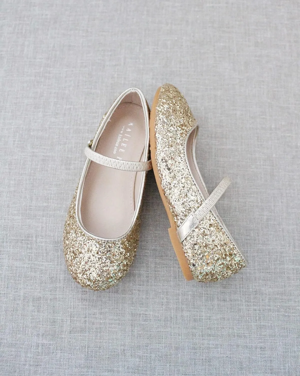 Rock Glitter Mary Jane Ballet Flats, Flower Girls Shoes, Toddler Girls, Party Shoes, Birthday Flats