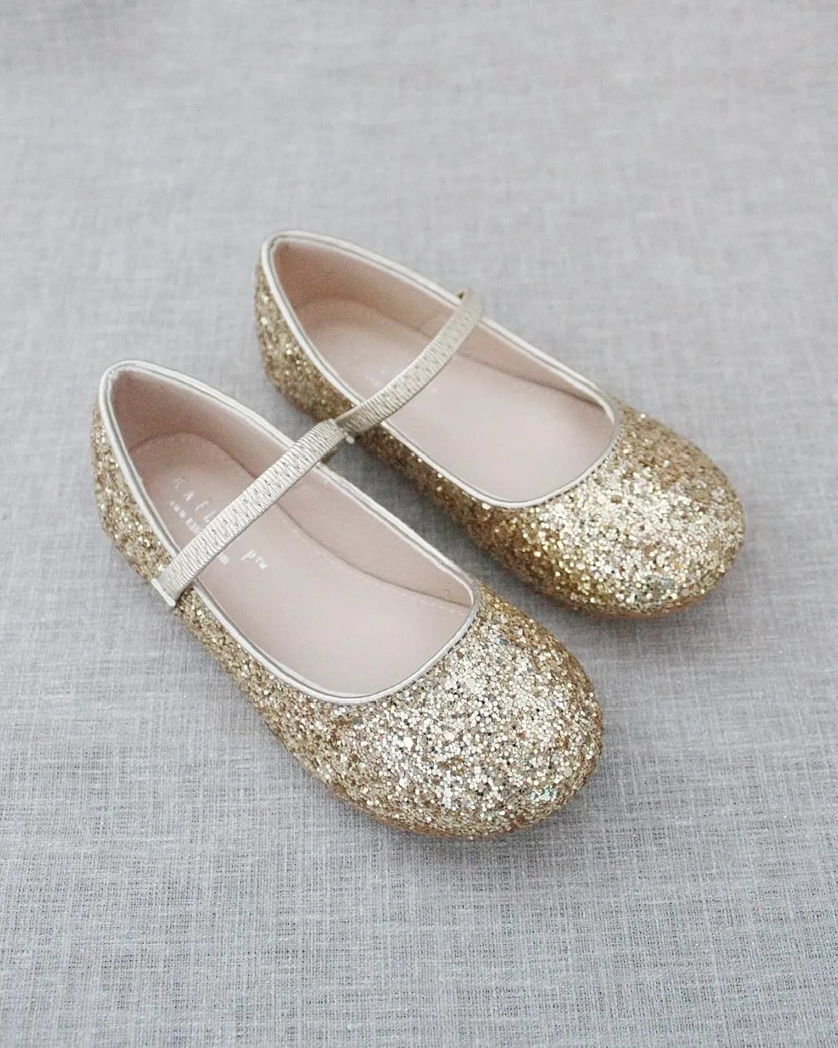Rock Glitter Mary Jane Ballet Flats, Flower Girls Shoes, Toddler Girls, Party Shoes, Birthday Flats
