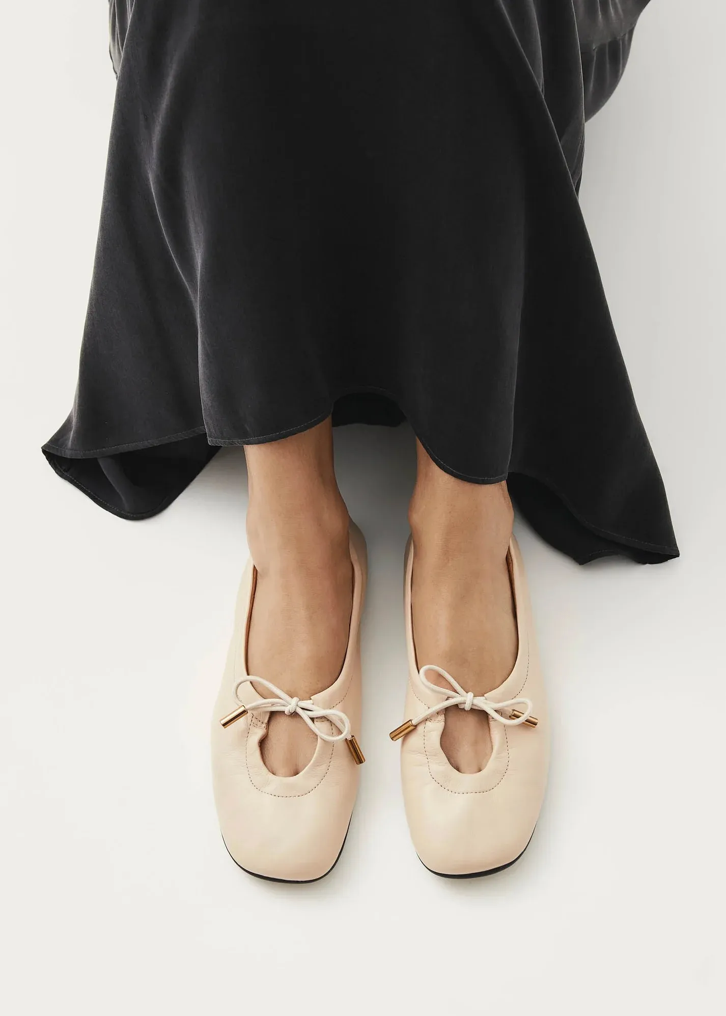 Rosalind Leather Ballet Flats - Cream