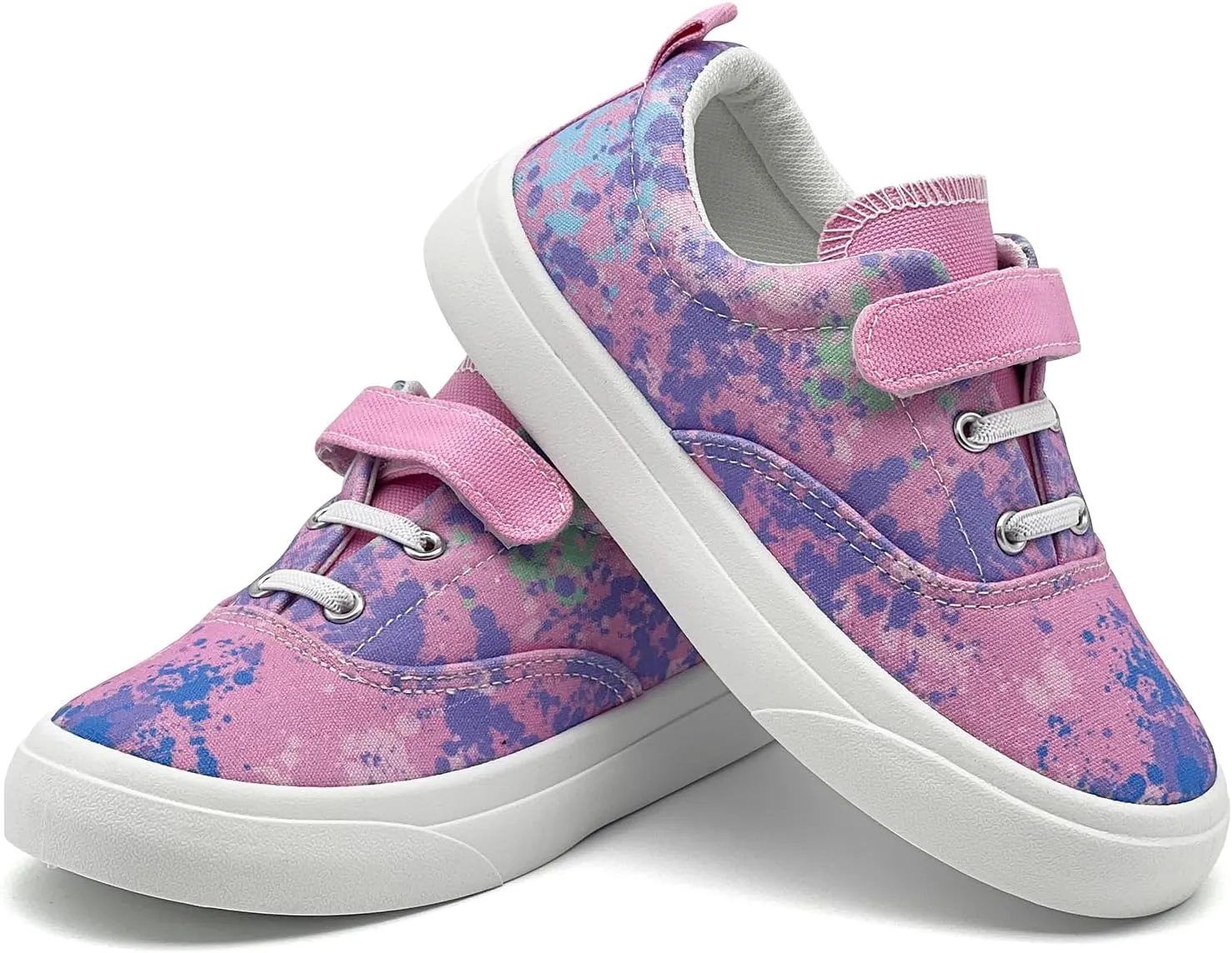 rosyclo Canvas Sneakers for Boys and Girls, Toddler Kids Walking Shoes Lightweight Breathable Non-Slip Soft Adjustable Strap Baby Boy Girl Outdoor Casual Tennis Shoe for Little Big Kid