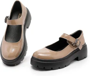 Ruiatoo Women's Mary Janes Shoes for Women Platform Low Heel Chunky Pumps Round Toe Oxford Dress Shoes