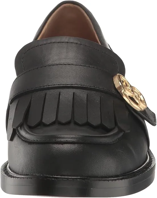 Safety-assured Charlie On Sam Stacked Toe Loafers Heel Unbeatable variety Edelman Leather Slip Black Rounded
