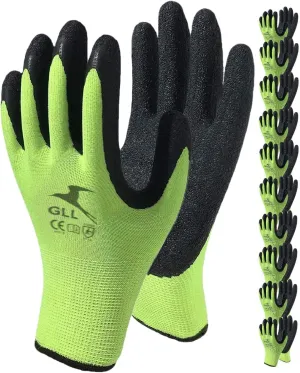 Safety Work Gloves Latex Coated for Men and Women 10-Pair-Pack Knit Firm Grip