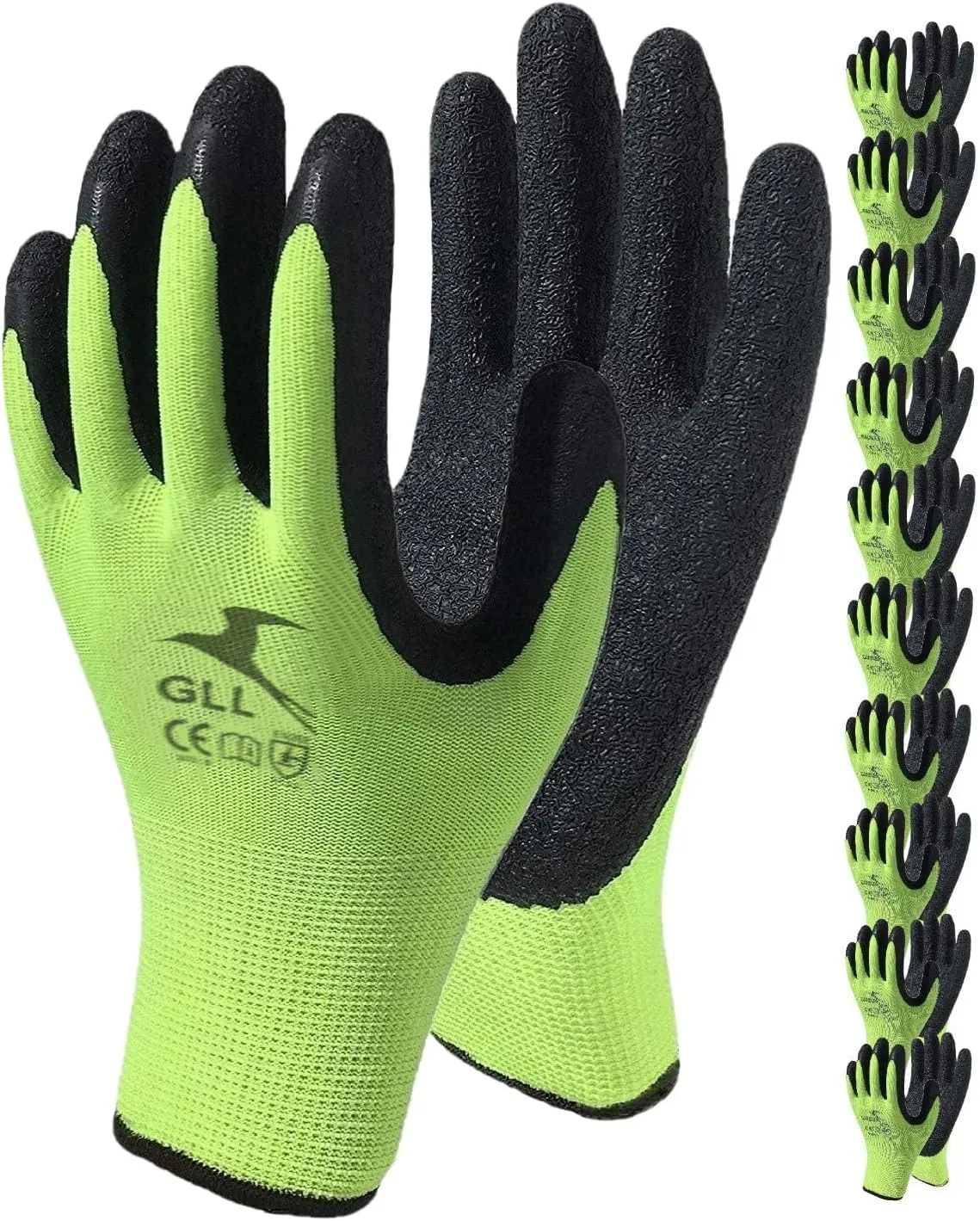 Safety Work Gloves Latex Coated for Men and Women 10-Pair-Pack Knit Firm Grip