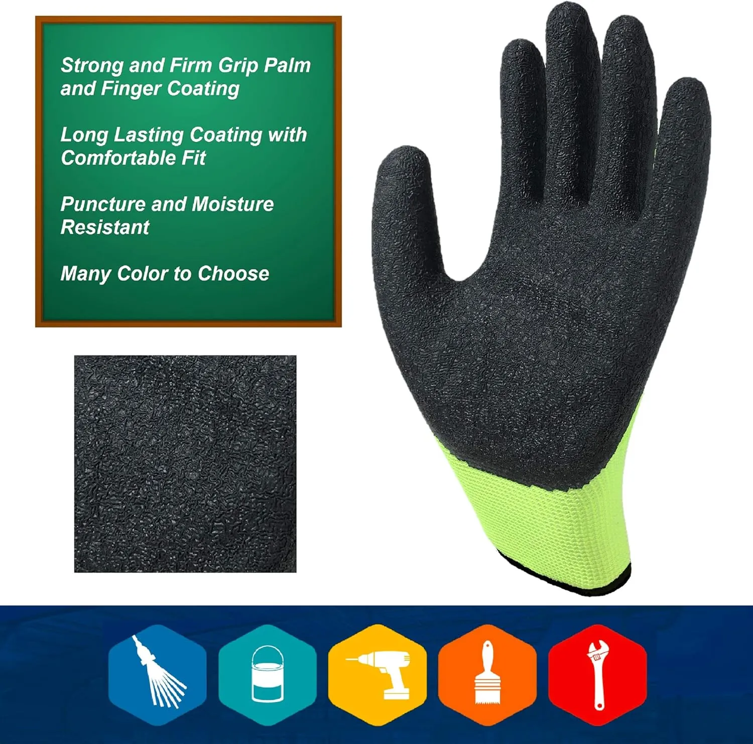 Safety Work Gloves Latex Coated for Men and Women 10-Pair-Pack Knit Firm Grip