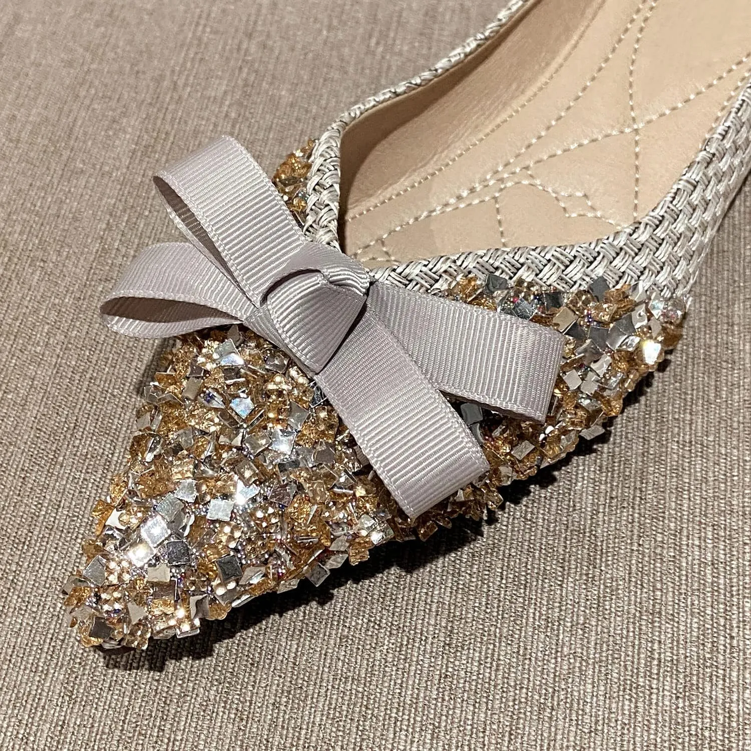 SAILING LU Dressy Shoes for Women Pointed Toe Bowknot Ballet Flats Comfortable Light Weight Slip on Walking Loafers