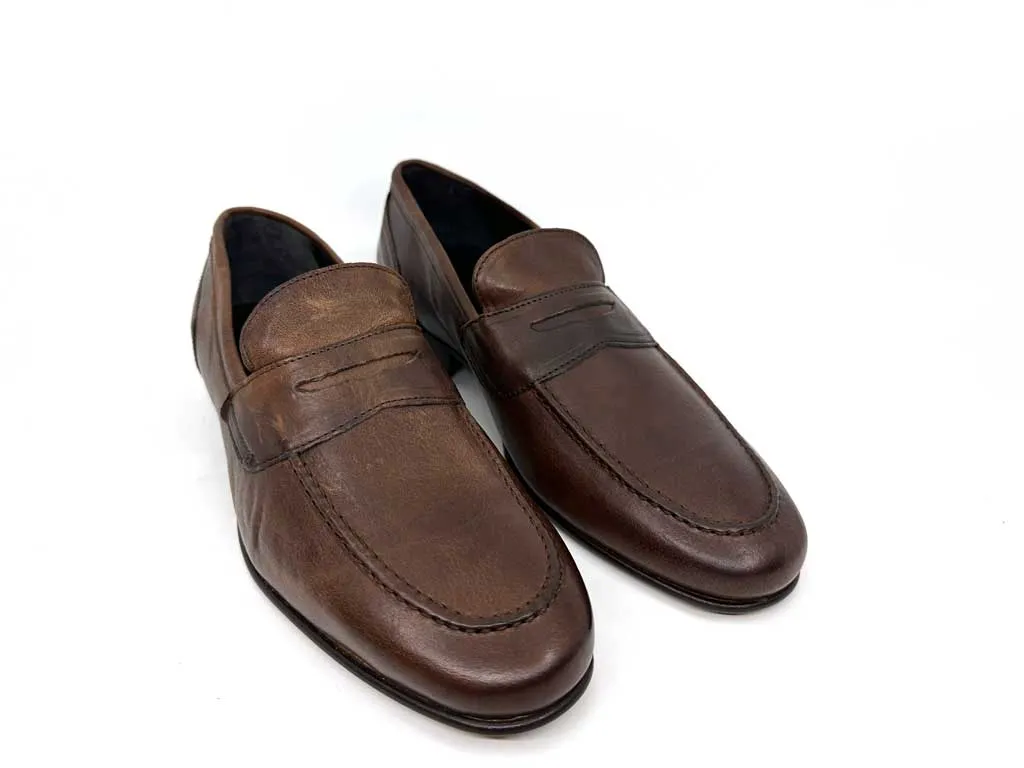 Samson Dark Brown Men's Leather Penny Loafers