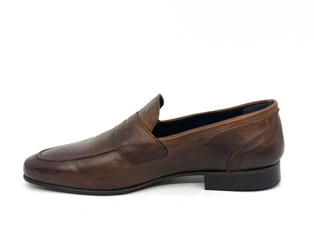 Samson Dark Brown Men's Leather Penny Loafers