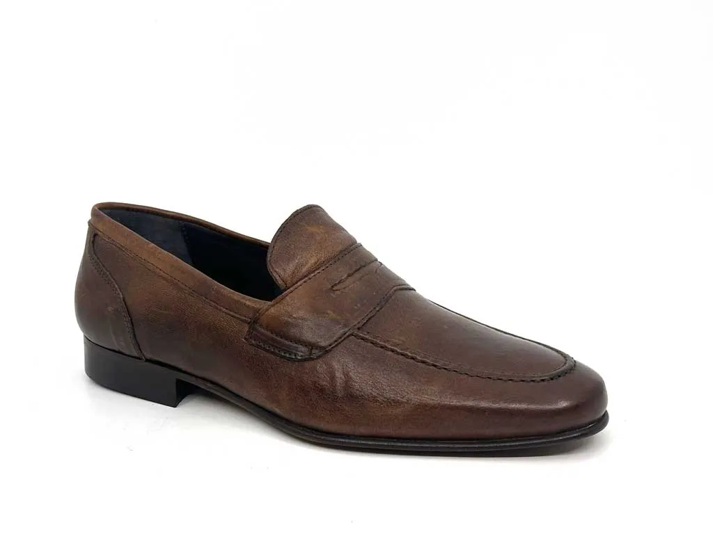 Samson Dark Brown Men's Leather Penny Loafers