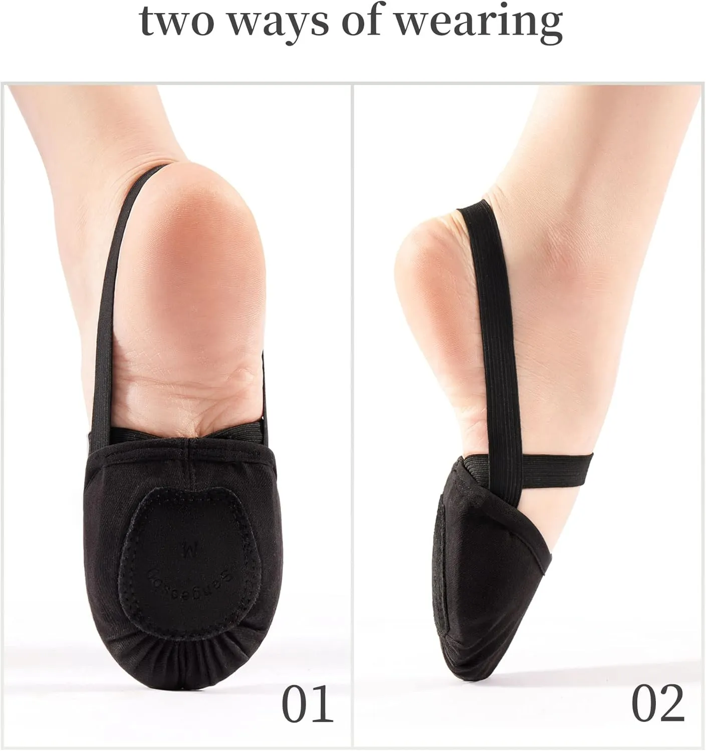 SANGEESON Half Sole Dance Shoes - Stretchy Canvas Pirouette Shoes for Ballet, Lyrical, Modern, Jazz Dance, and Contemporary