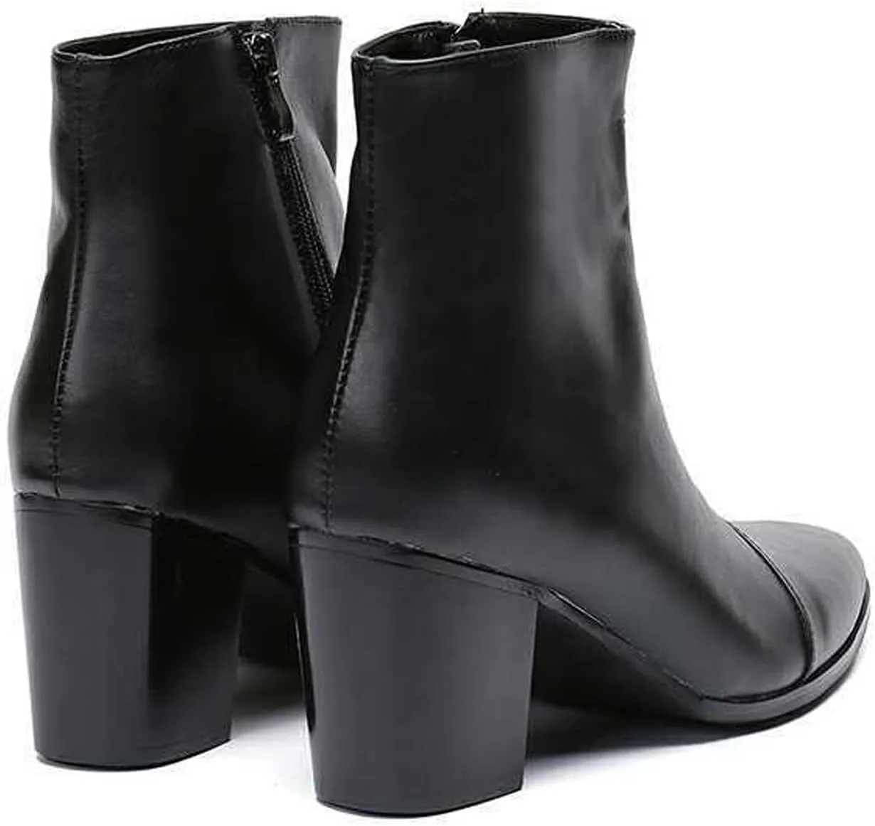 Santimon Mens Boots Casual Patent Leather Chelsea Dress Boots Zipper on Side Mid Calf Boots for Men