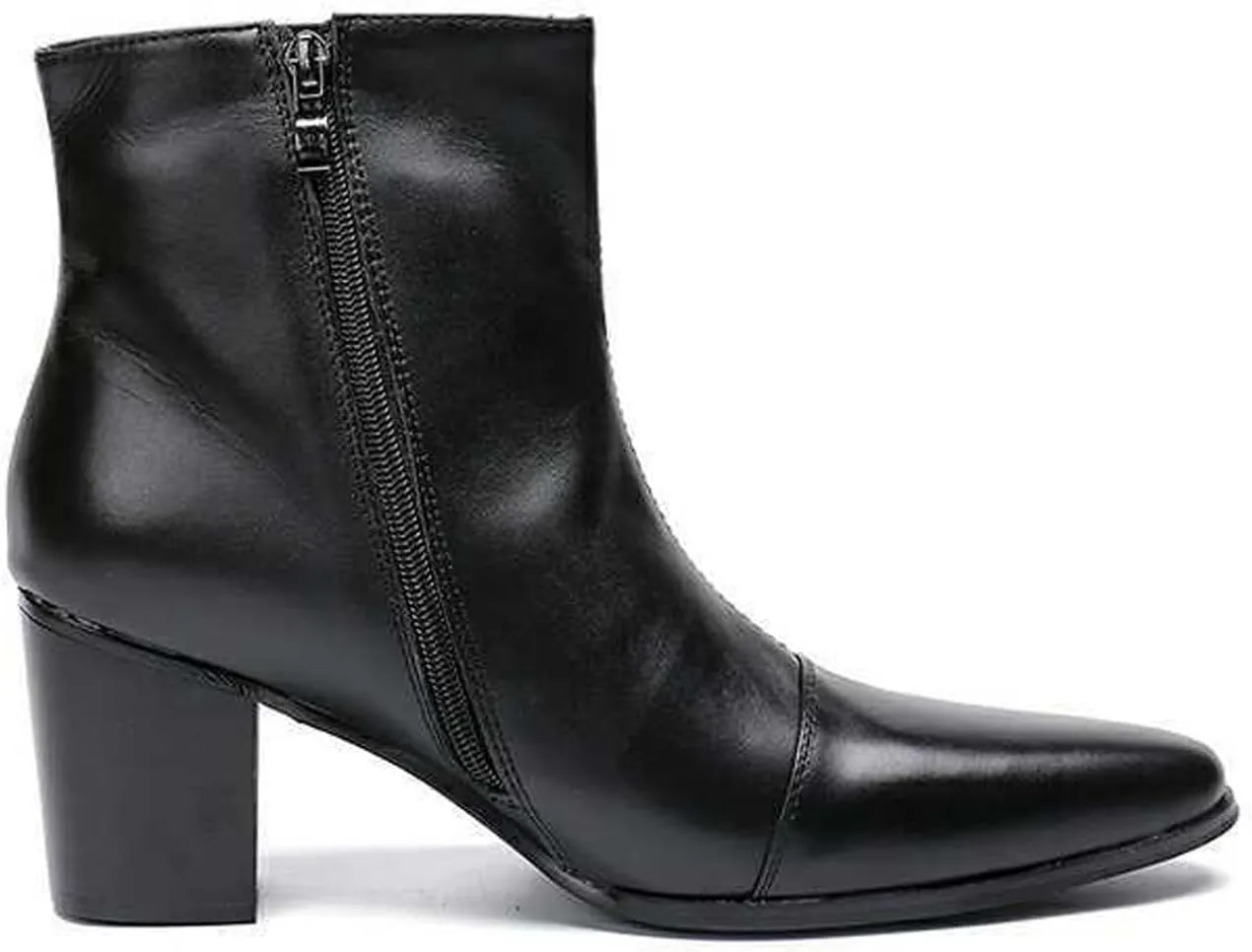 Santimon Mens Boots Casual Patent Leather Chelsea Dress Boots Zipper on Side Mid Calf Boots for Men