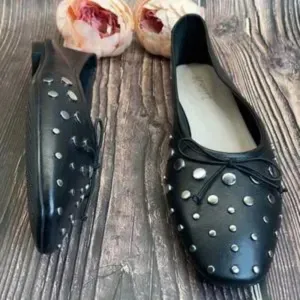 Schutz Black Leather Flats 9B