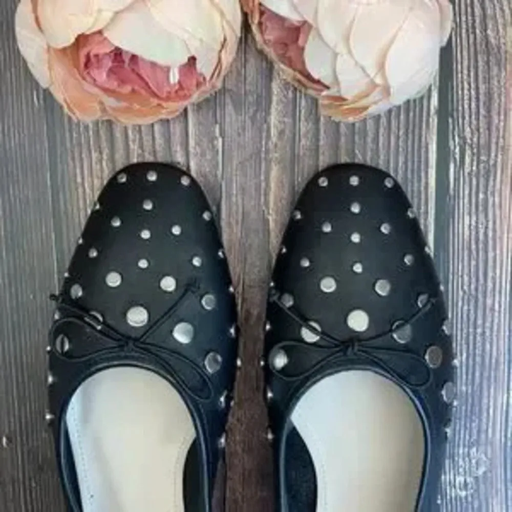 Schutz Black Leather Flats 9B