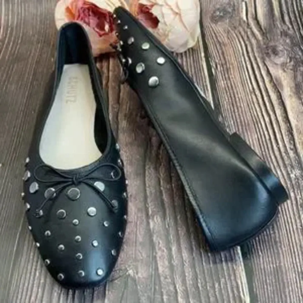 Schutz Black Leather Flats 9B