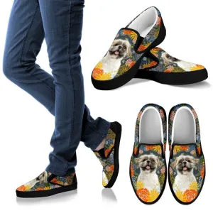 Shih Tzu Dog Floral Slip Ons Shoes For Dog Mom