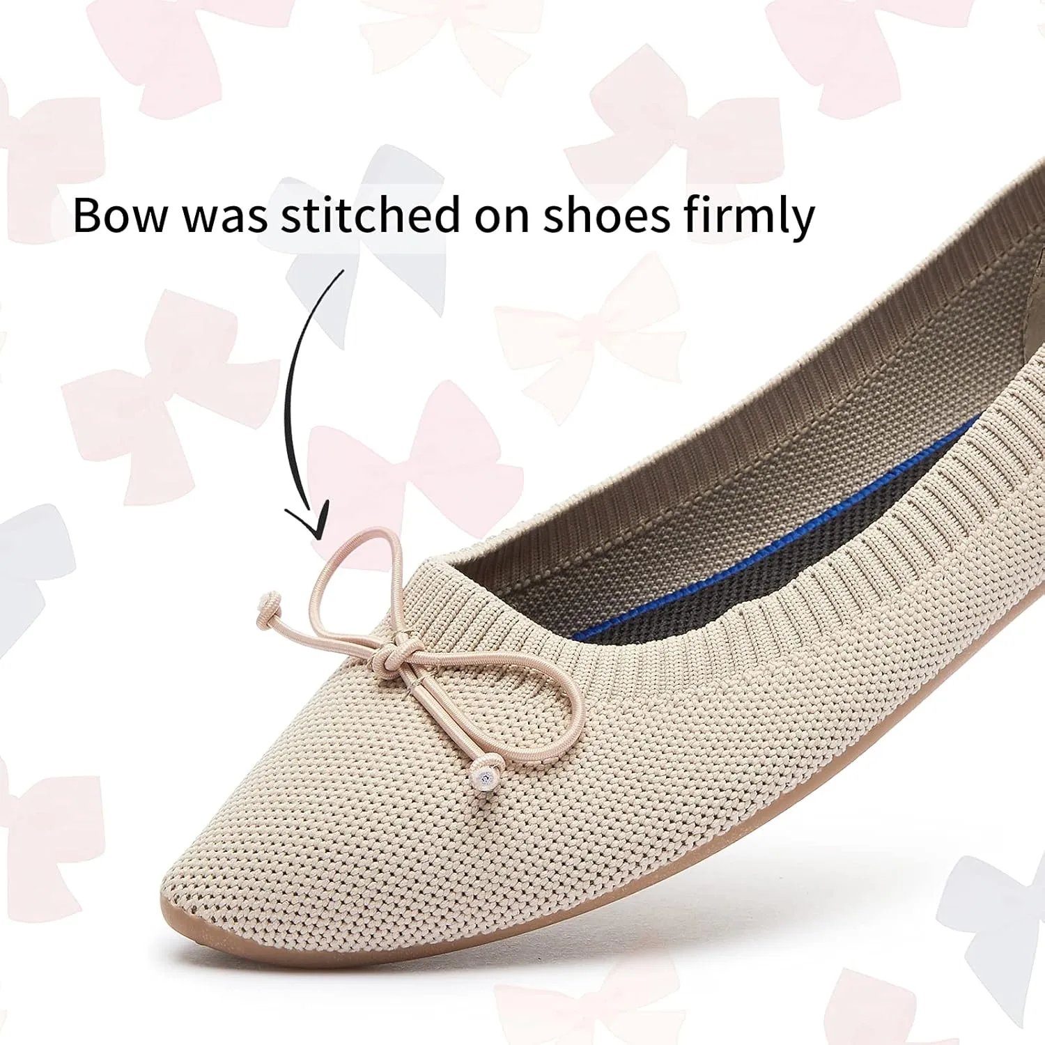 Shupua Women's Flats Black Flats Shoes Pointed Toe Ballet Flats Comfortable Bow Girls Flats Dressy