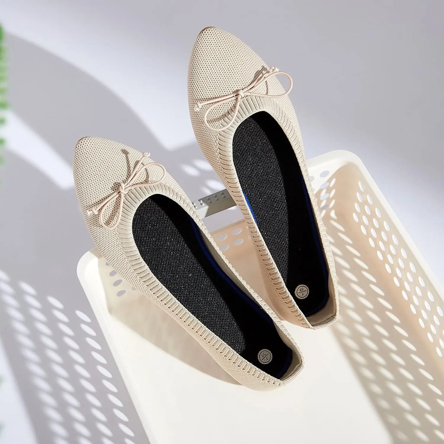 Shupua Women's Flats Black Flats Shoes Pointed Toe Ballet Flats Comfortable Bow Girls Flats Dressy
