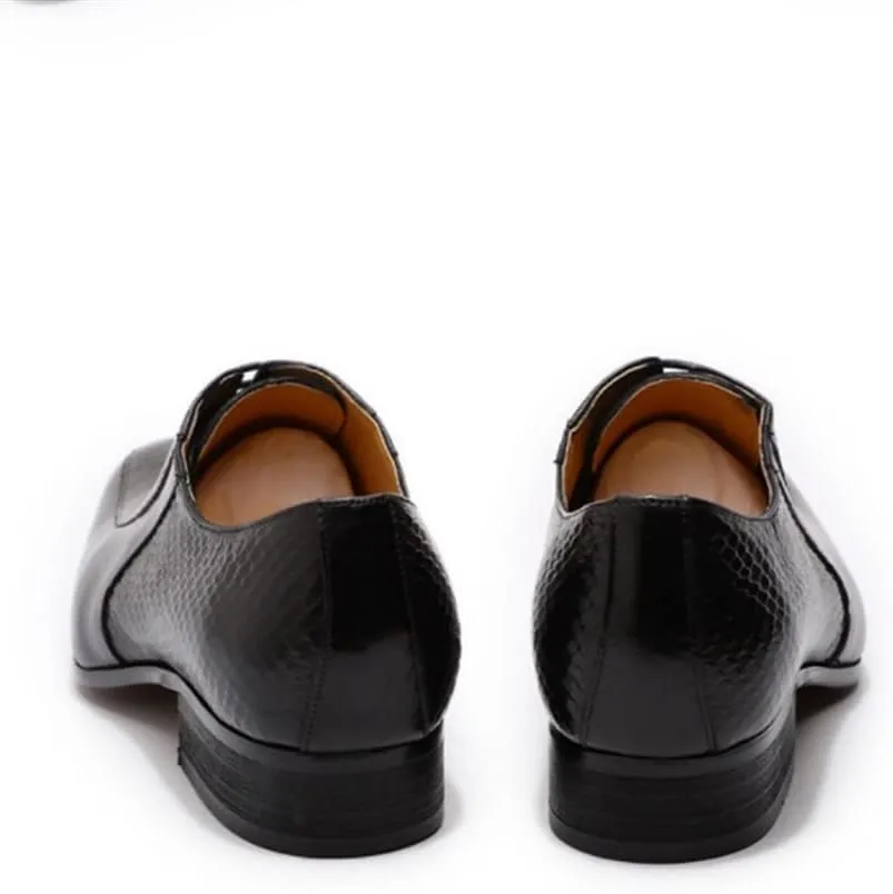 Single Season Oxford Dress Shoes for Men Lace Up Split Toe Pointed Toe Crocodile Embossed Cowhide Rubber Sole Anti-Slip Non Slip Low Top Slip Resistant Wedding Very Popular Among Young pe