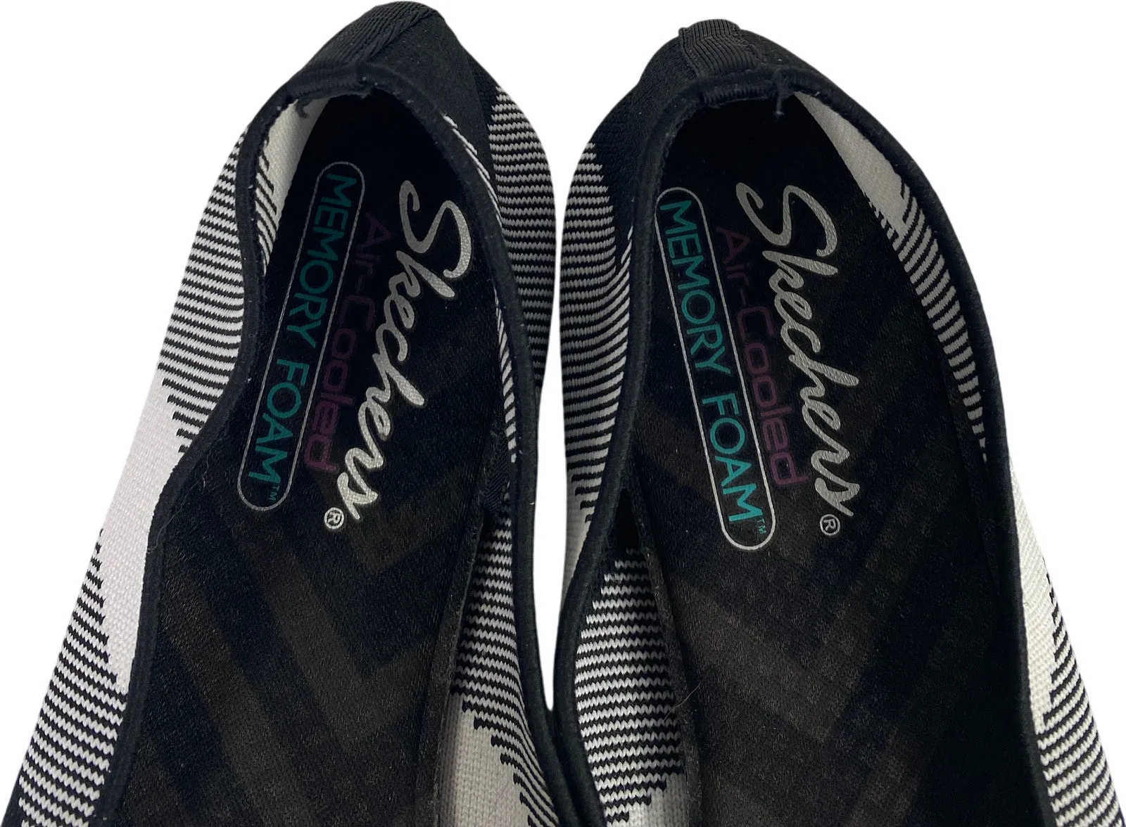 Skechers Women’s Black/White Cleo Sherlock Knit Loafer Skimmer Flats - 9.5