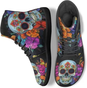 Skull High Top Basketball Barefoot Shoes for Men Women Casual Walking Work Shoes Running Sneakers