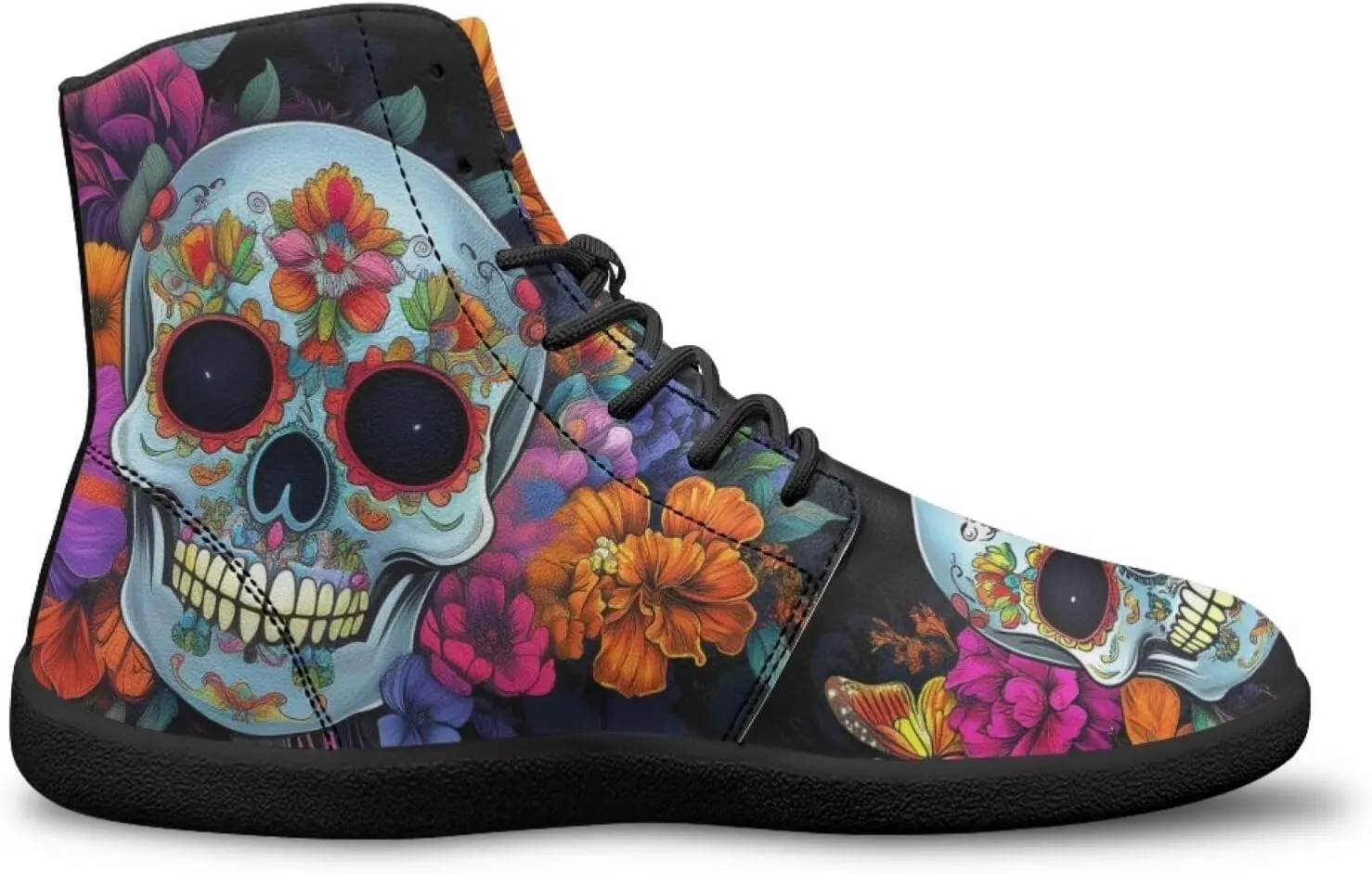 Skull High Top Basketball Barefoot Shoes for Men Women Casual Walking Work Shoes Running Sneakers